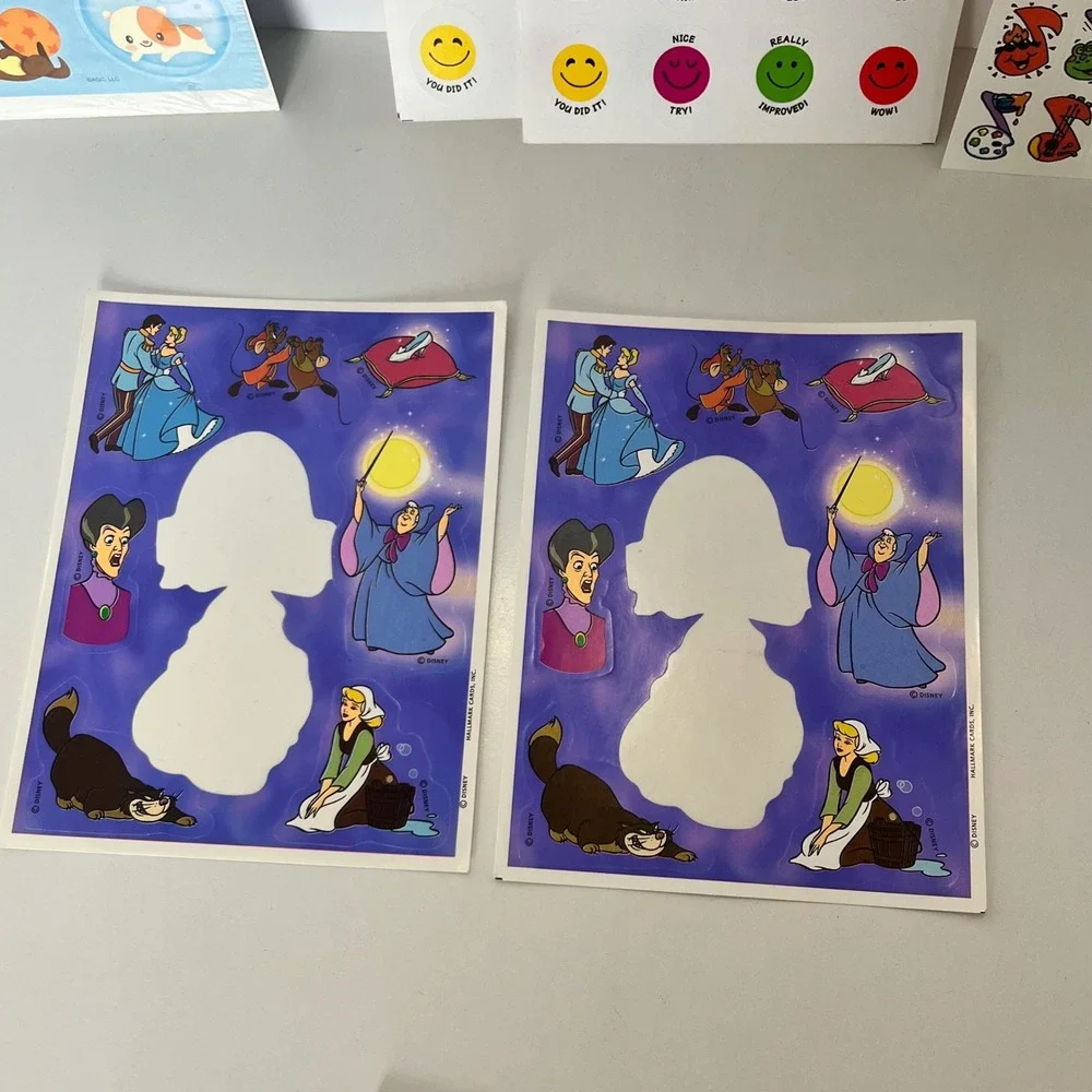 Vtg Hallmark American Greetings Sticker Lot Disney Cinderella Smiley Ladybug